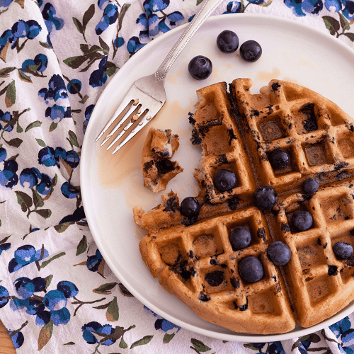 Easy Sourdough Discard Blueberry Waffles from That Lemonade Life