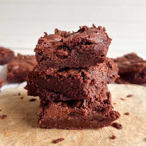 fudgy Nutella brownies stacked